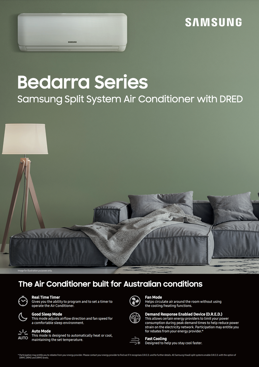 Samsung 7kW Bedarra Split System Air Conditioner AR24AXHQAWKNSA QLD Prices Only